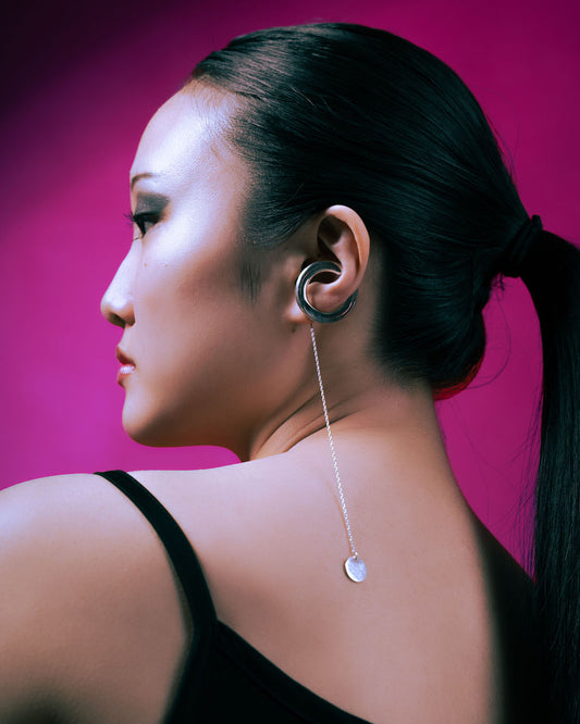 Saturn Cassini Ear Climber and a chain by Picky Finders Store 4