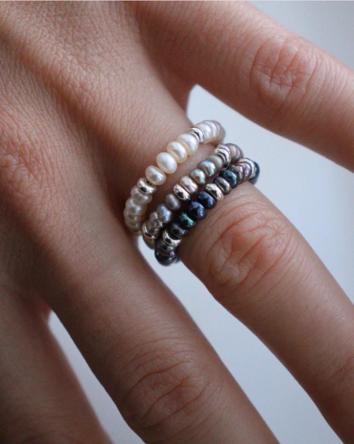 Picky Finders Store. Three sings set. Silver edition 01. Sterling Silver, pearls. By Solarsilver.