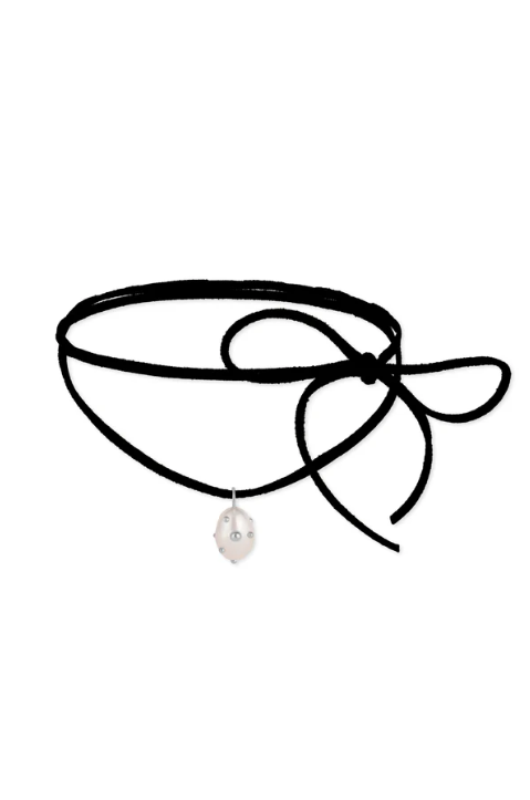 Comet Pearl Pendant on an Eco-Suede String - Silver Edition Solarsilver