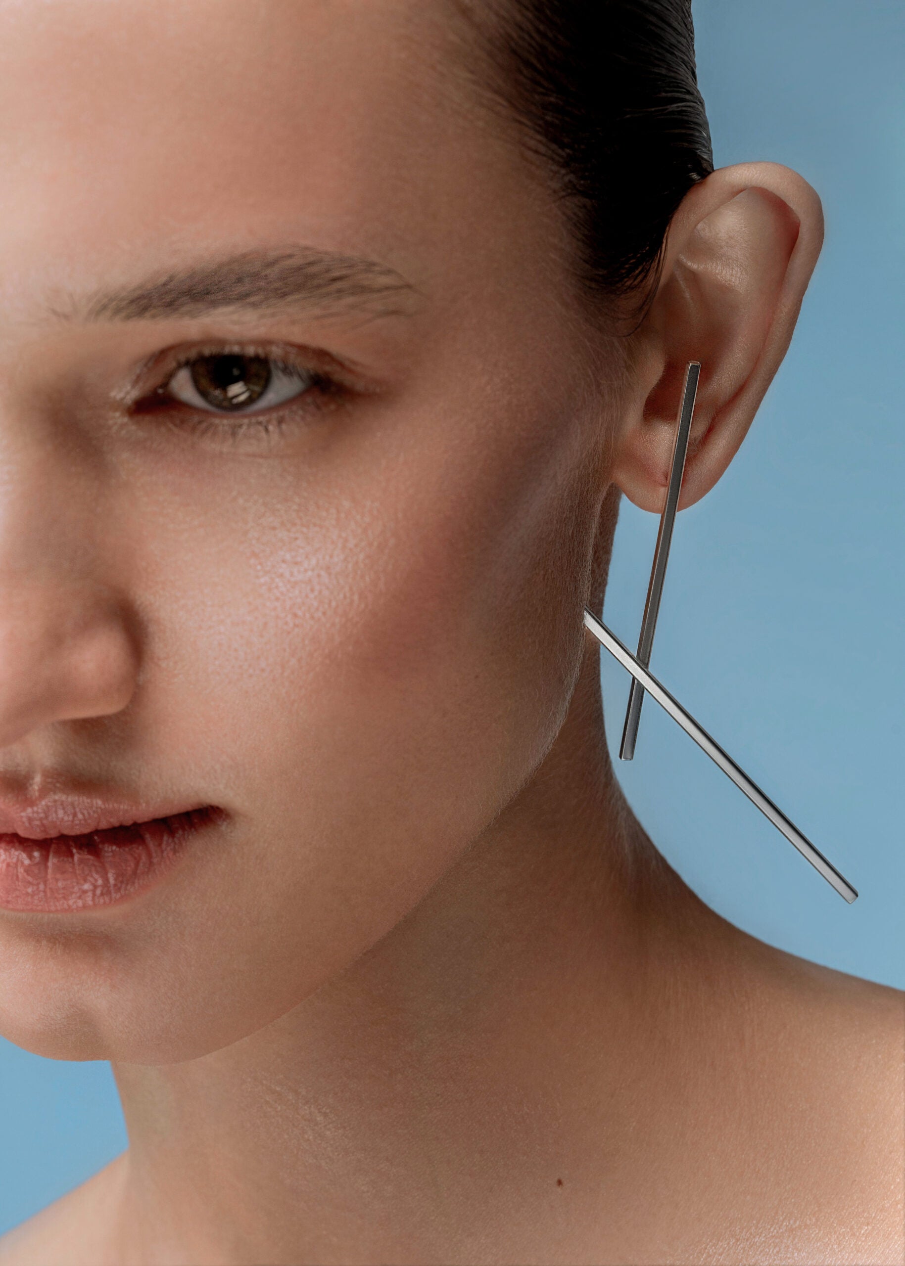 Geometry mono earring. Sterling silver. By Kozar at Picky Finders store_01