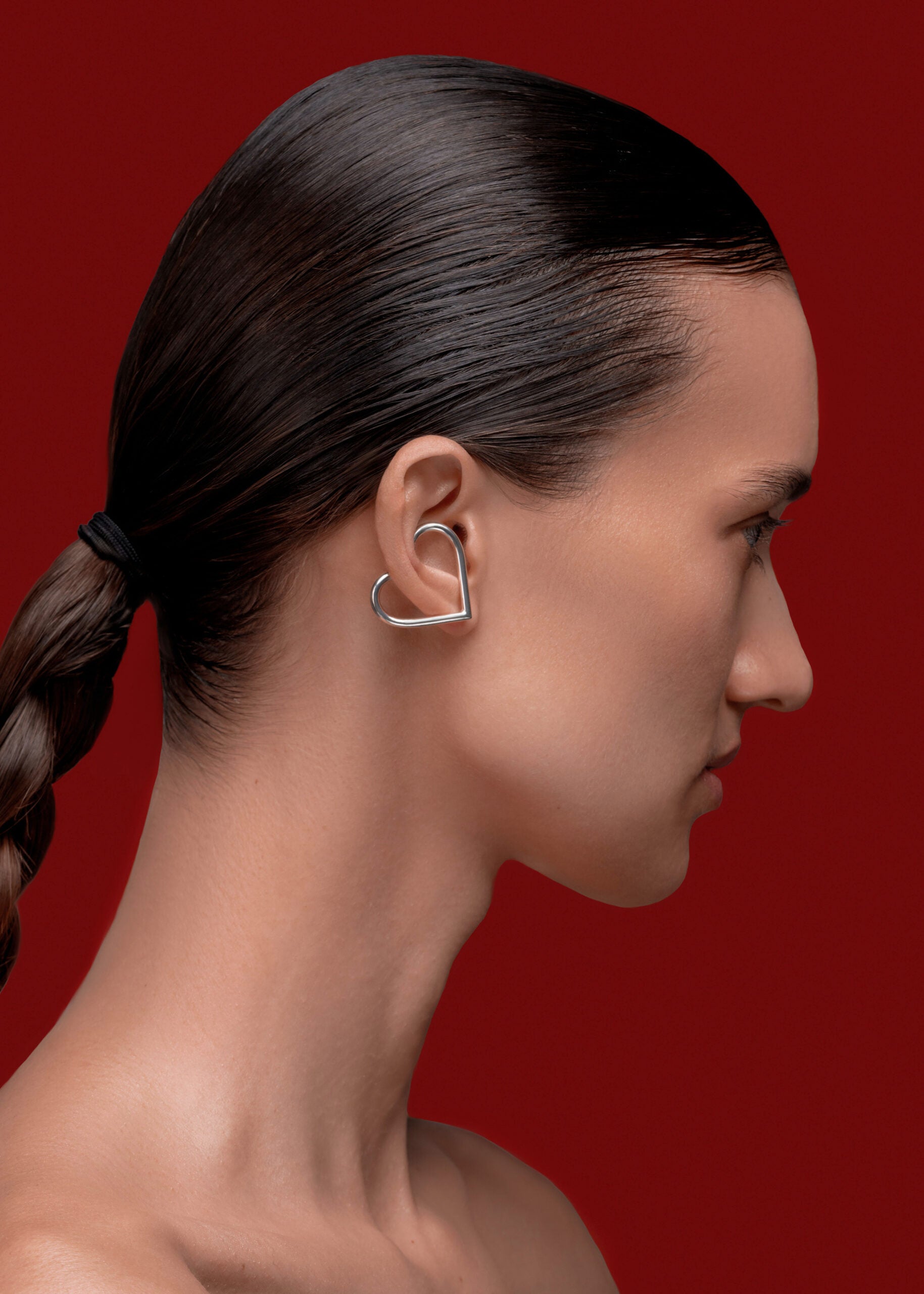 Heart Silver Ear Climber by Kozar at Picky Finders Store_01