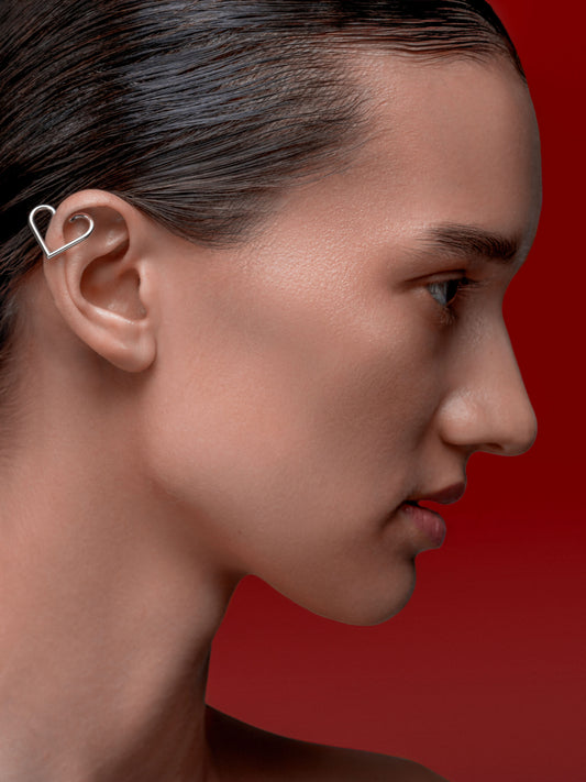 Heart Silver Ear Cuff by Kozar at Picky Finders Store_01