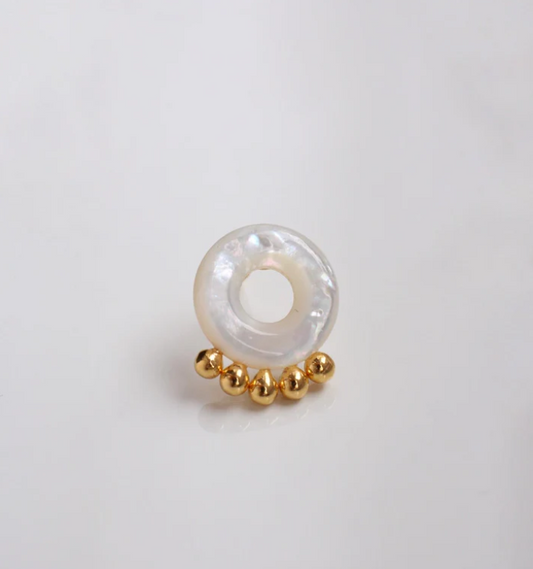 Picky Finders Store. Mother of pearl earrings 01. Gold plated Sterling Silver. By Solarsilver.